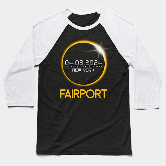 FAIRPORT New York Total Solar Eclipse April 8 2024 New York Baseball T-Shirt by TeeaxArt